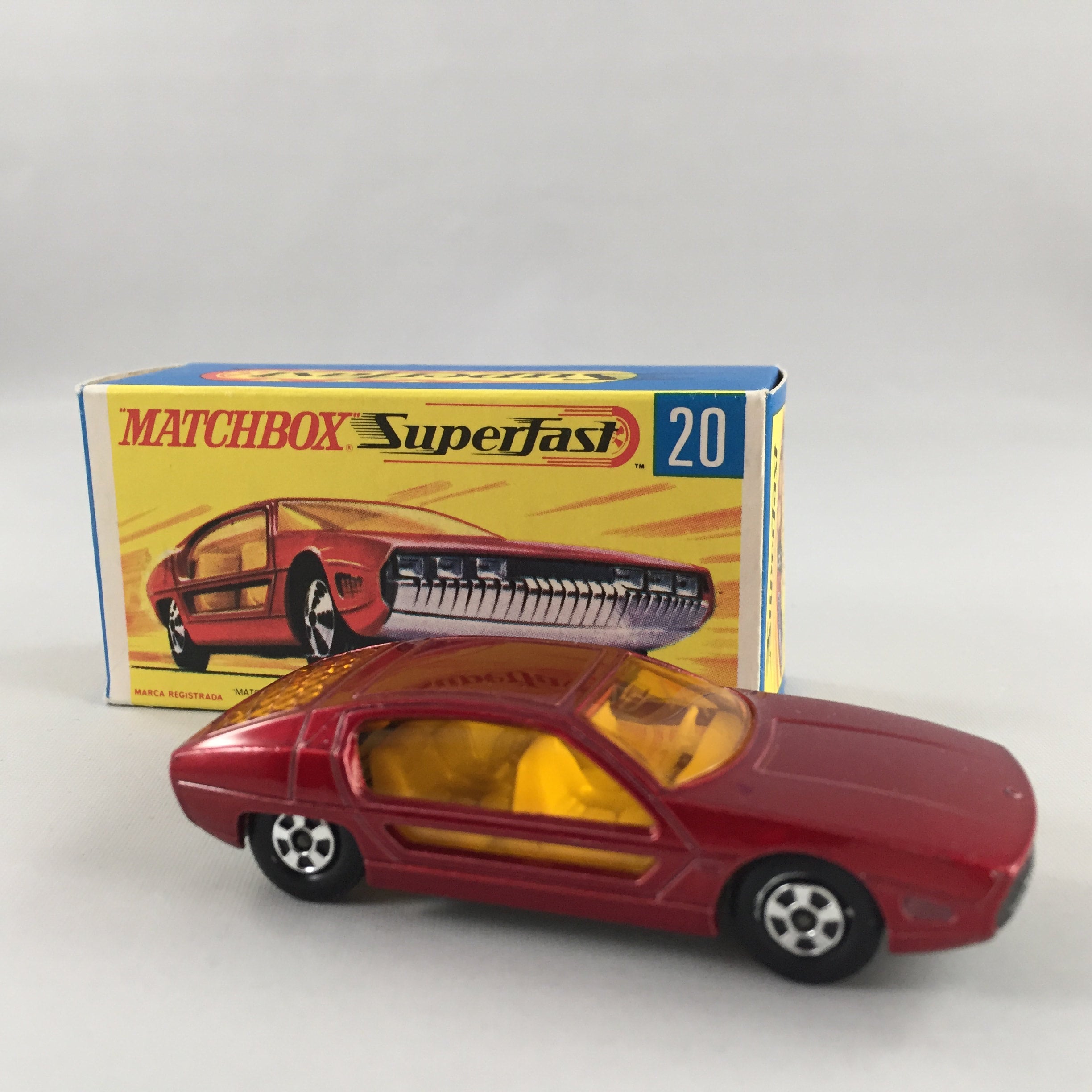 1969 Lesney Matchbox Superfast No. 20 LAMBORGHINI MARZAL Red Car with ...