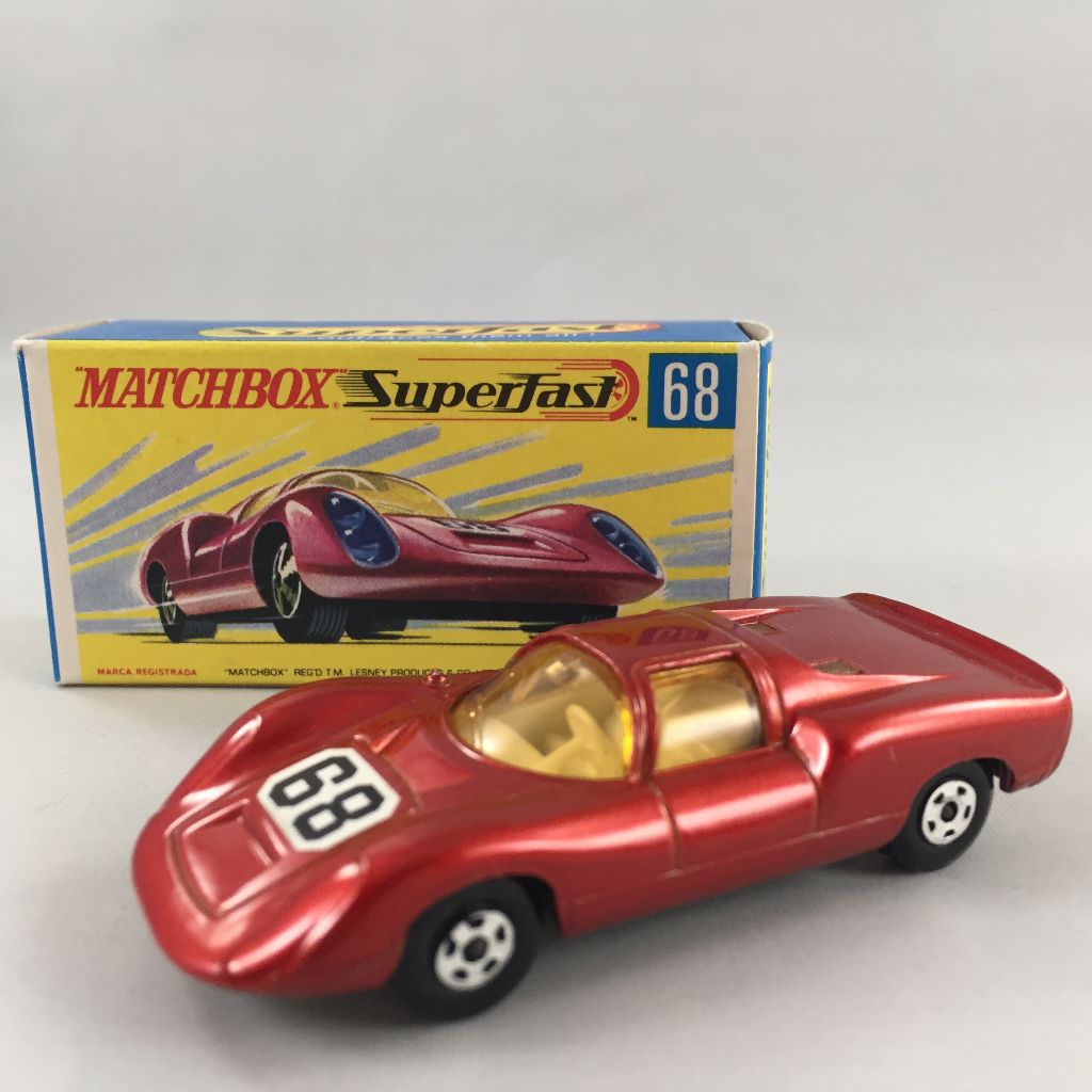 1970 Lesney Matchbox Superfast No. 68 PORSCHE 910 Red Car with Original Box